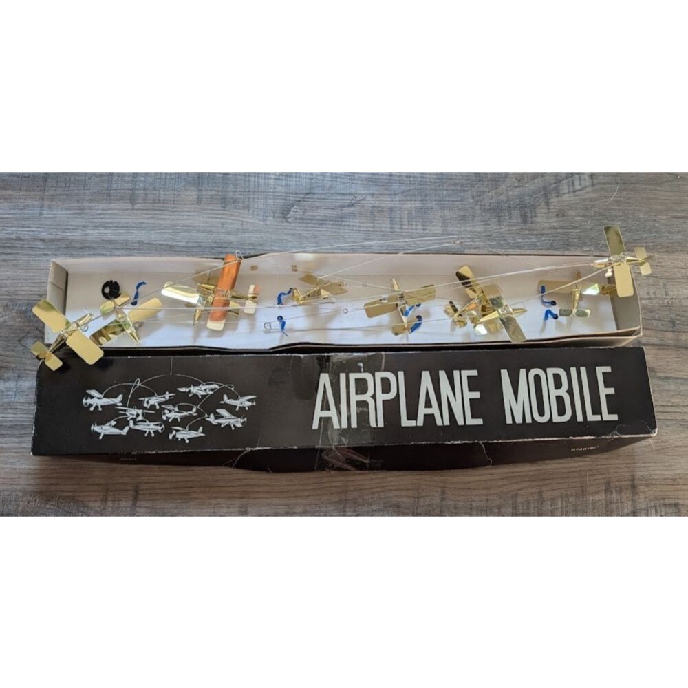 Vintage Otagiri Gold 10 Air Plane Hanging Mobile 16/76 Japan Original Box HTF